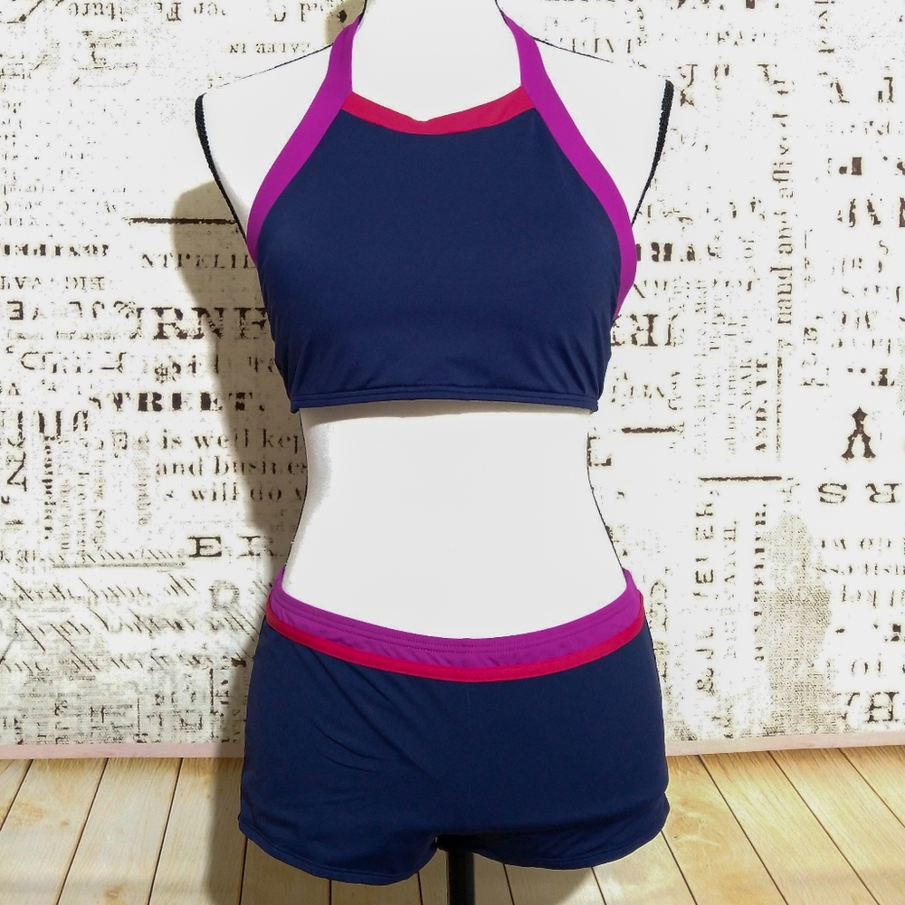 Tommy Bahama high neck halter boy shorts bikini M